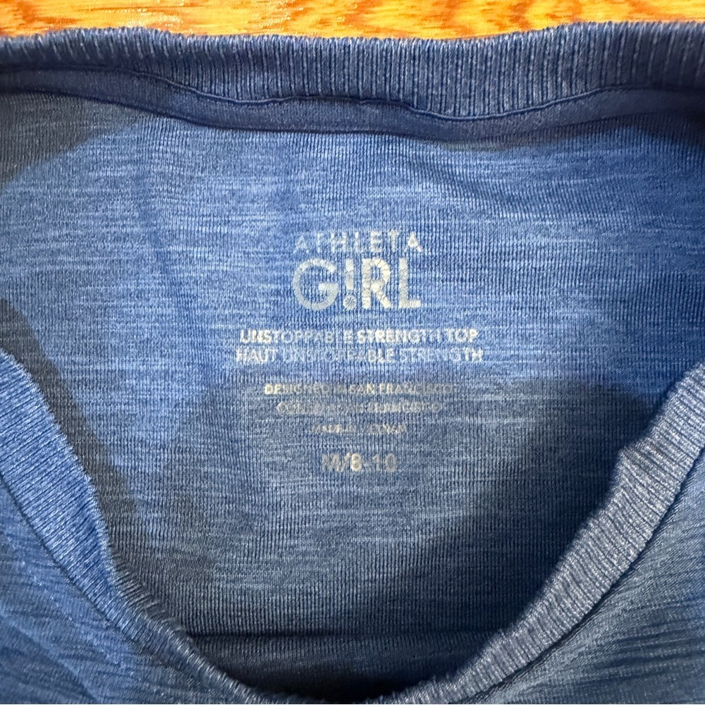 Athleta Girl Unstoppable Strength Top Blue - Girls Size M/8-10 Long Sleeve Shirt - Picture 3 of 5